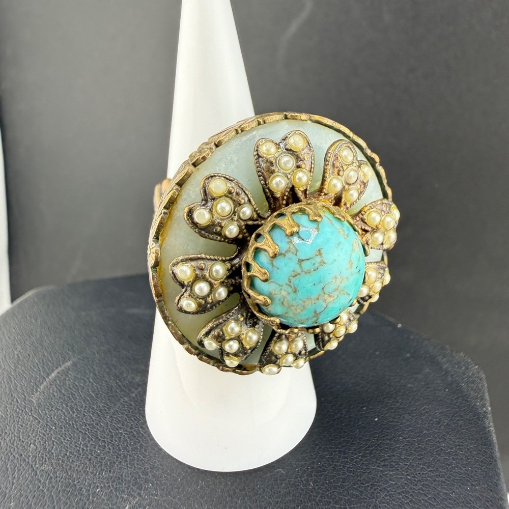 Ollipop Victorian Revival Adjustable Ring Signed SIze 6